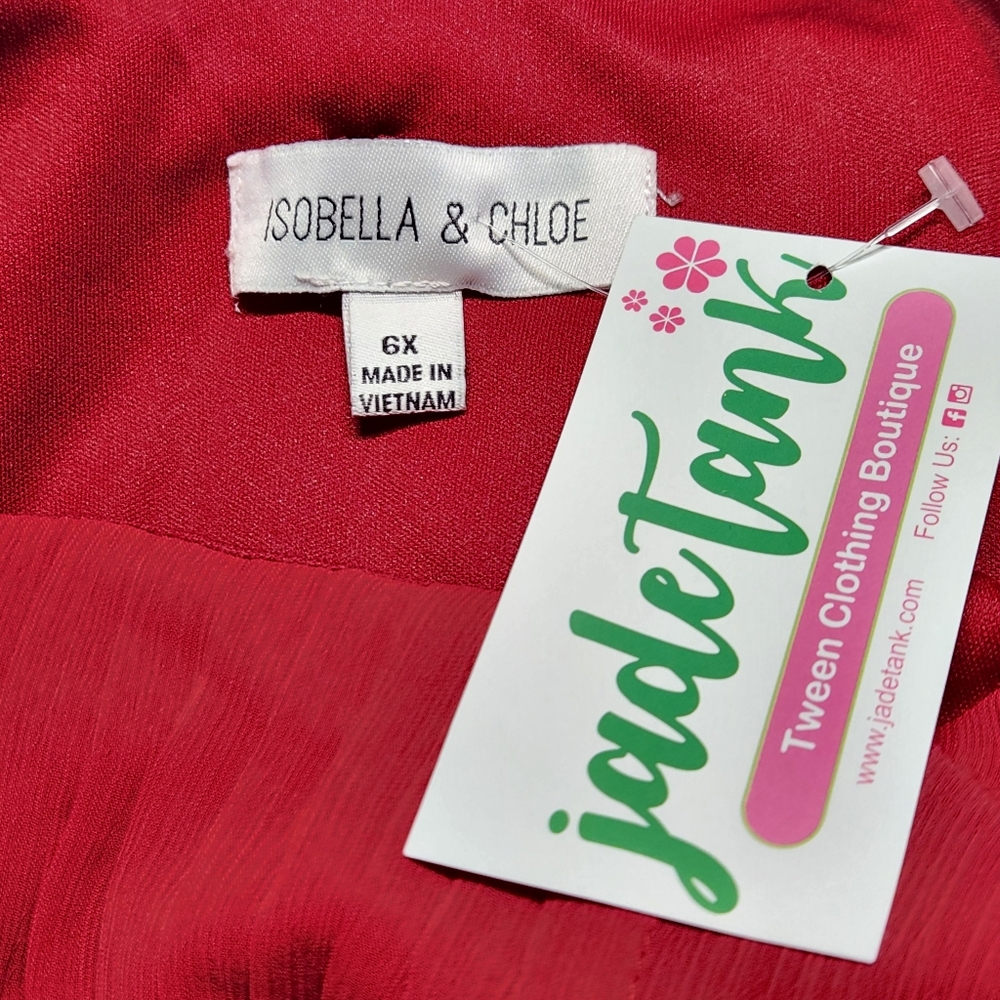 NWT Isobella & Chloe Red Bow Back Dress | Girls 6X - Picture 3 of 6